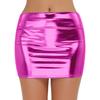 Club Show Sheath Skirt Slim Fit Glossy Smooth Surface Solid Color Mid Waist Clubwear Faux Leather Stage Performance Nightclub Mini