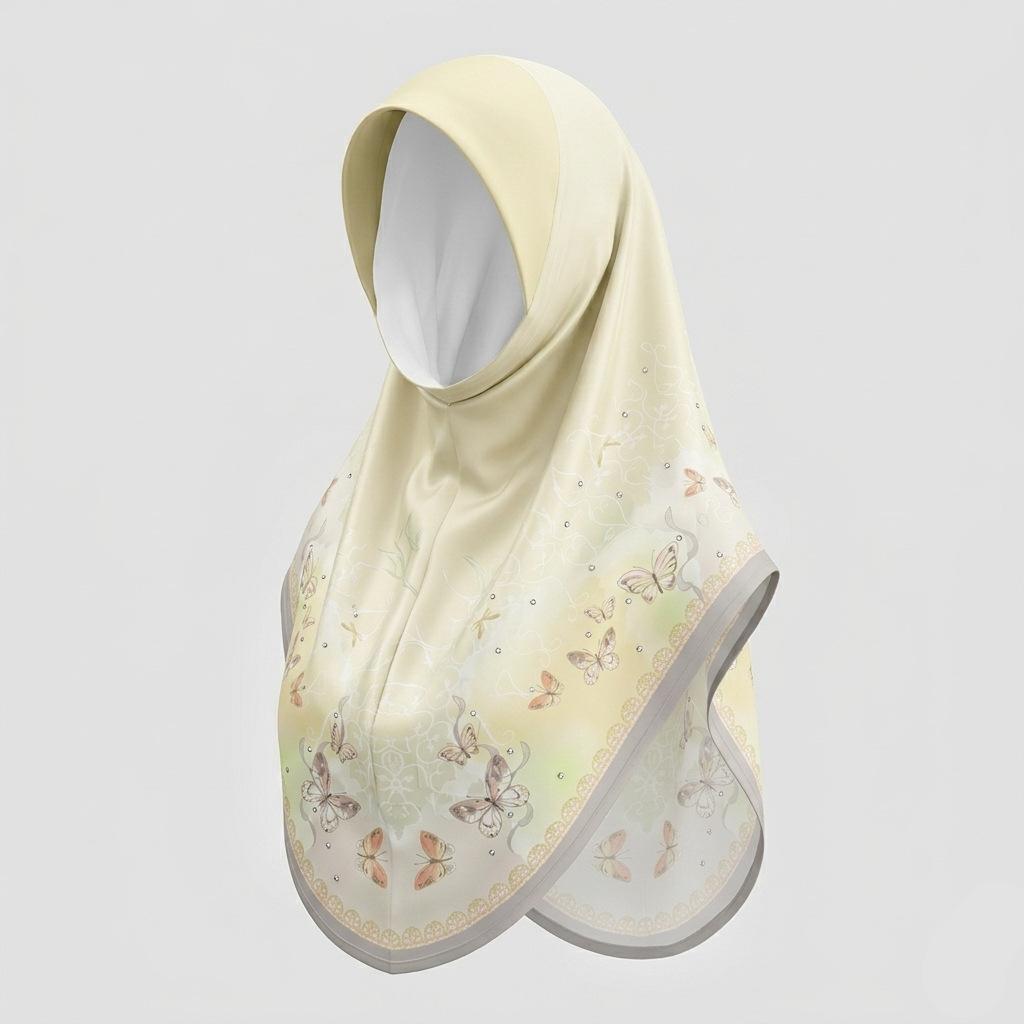 Chiffon Hijabs Women Head Wrap Square Scarf Floral Print Turban Cap