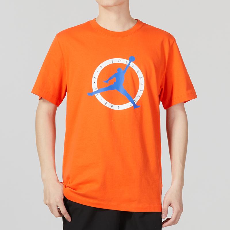 Jordan Alphabet Logo Print Round Neck Casual Knit Short Sleeve T-Shirt Men Tops Reed-Orange DV8437-817