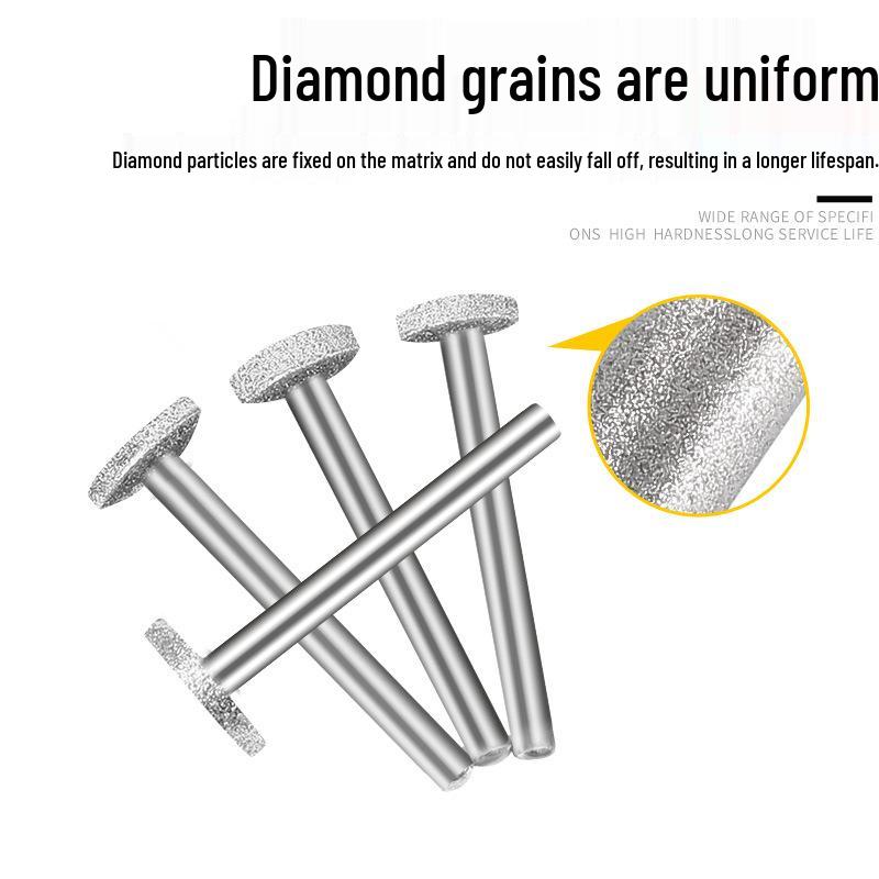 T-Shaped Diamond Grinding Head for Jade Carving - Includes Hook Tip, Thin Needle, and Free Shipping