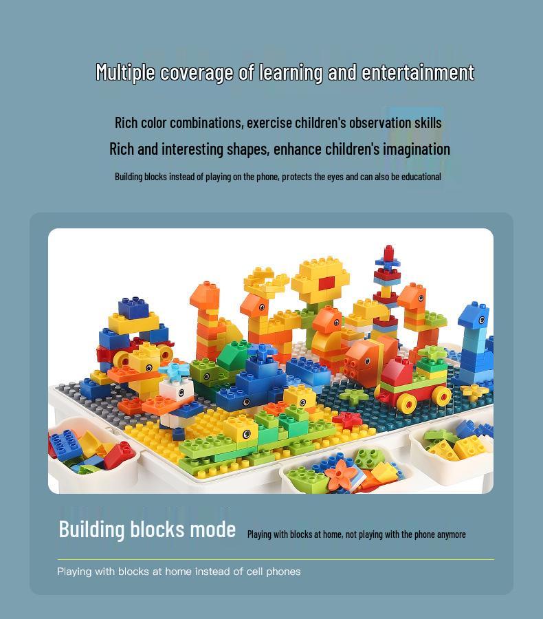 Children's Multifunctional Building Block Table for Early Education and Brain Training