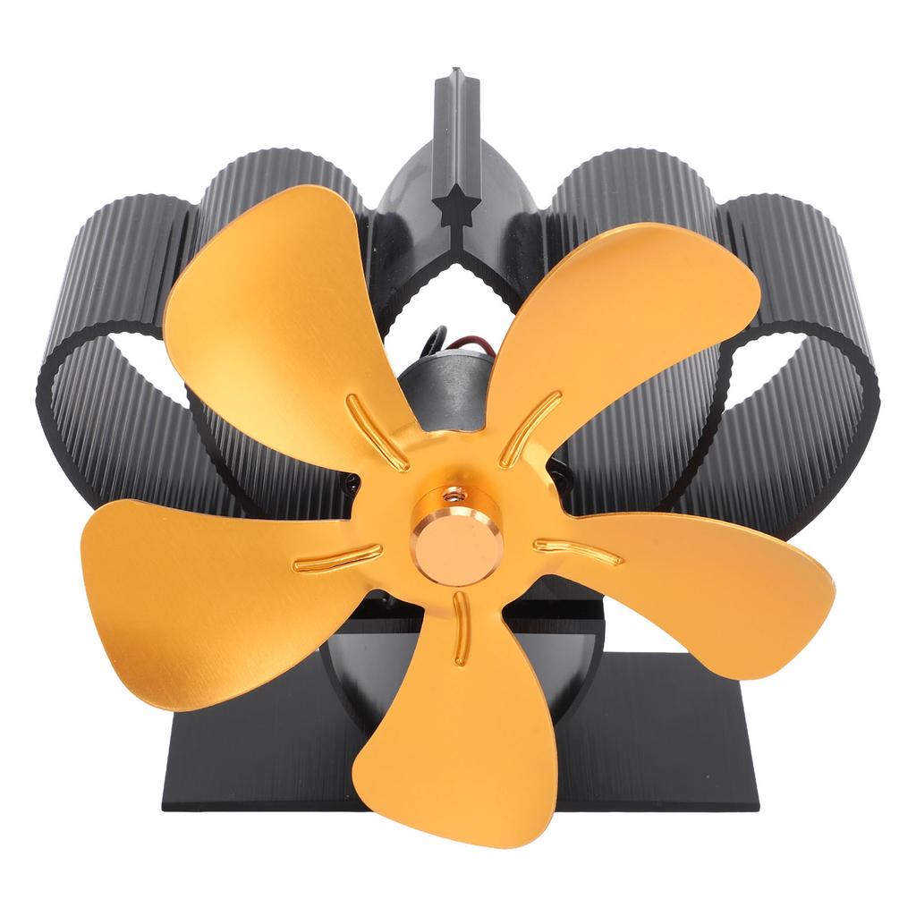 Heat Powered Stove Fan Aluminum Alloy Low Noise Sustainable Wood Stove Fan for Log Fireplace Gold