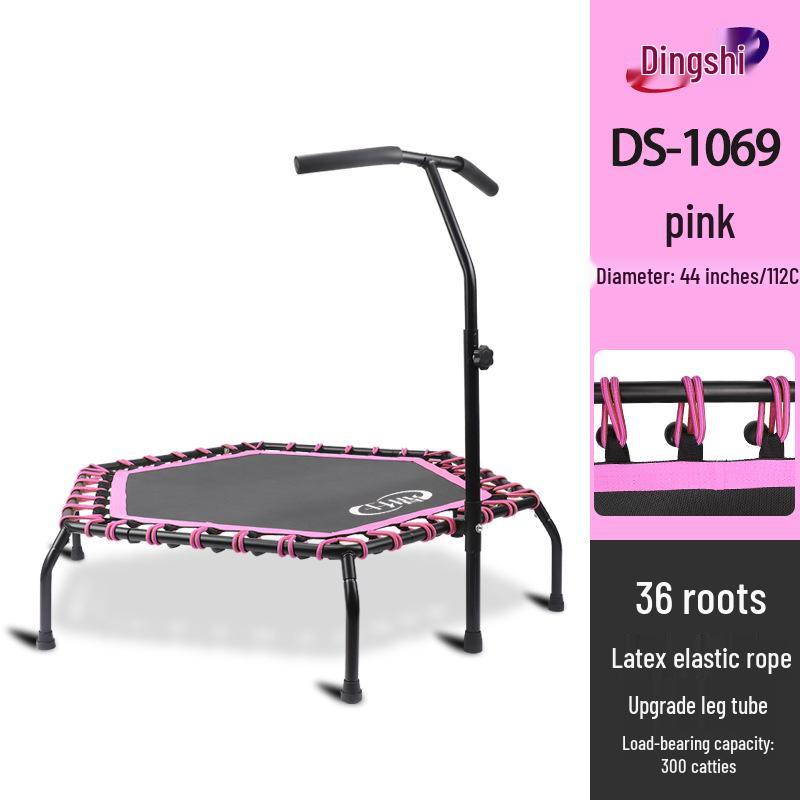 44-Inch Hexagonal Fitness Trampoline with Handle for Adults & Kids