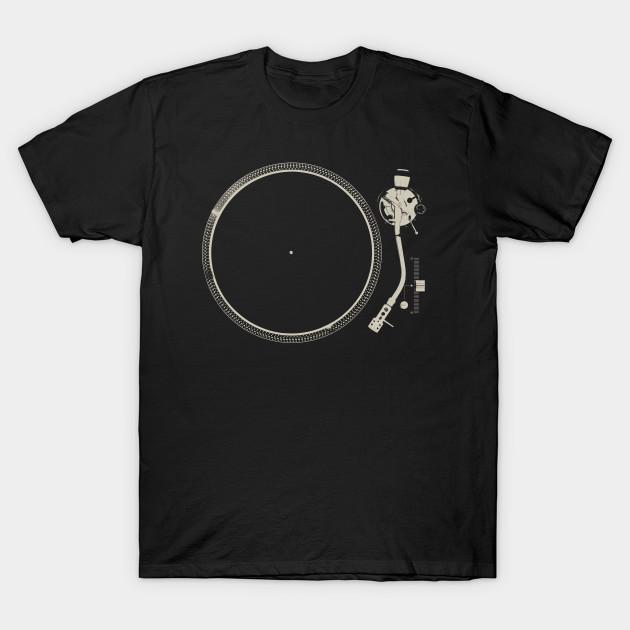 

Men Black Print T-shirt Retro Vinyl Record Player No-Cut Transfer Paper Print Cotton Tshirt L чорний