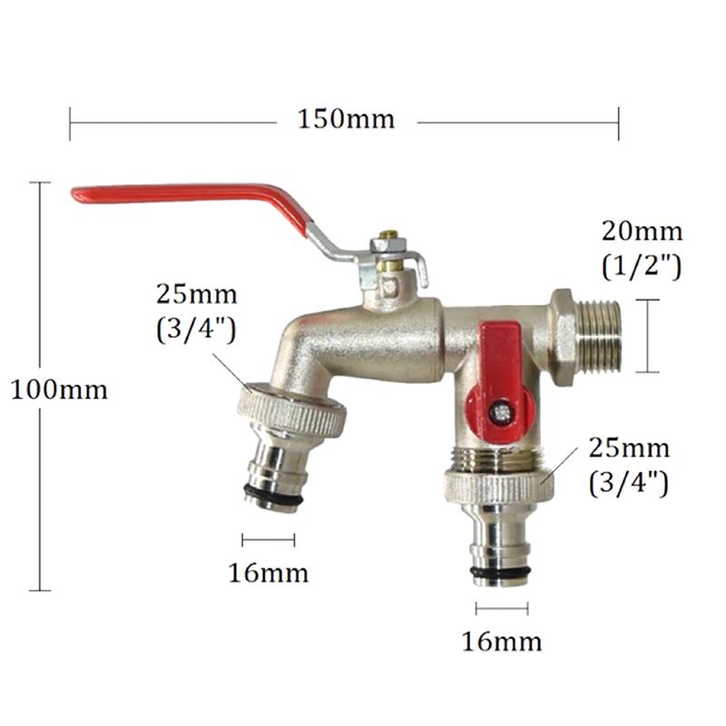 Garden Tool Zinc Alloy Water Faucet 1/2" Outside & Inside Used Easy Turn On/Off Lever Handle Watering Irrigation Taps Ball Valve