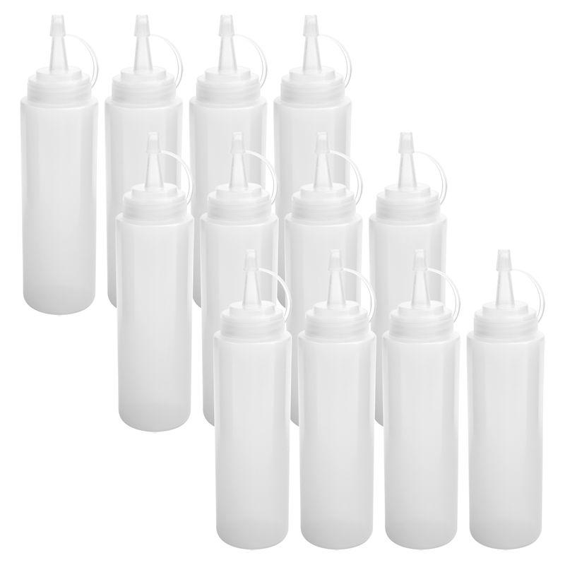 

Good-12 Pack 8 Oz Squeeze Squirt Condiment Bottles With Twist On Cap Lids For Sauce, Ketchup, BBQ, Dressing, Paint