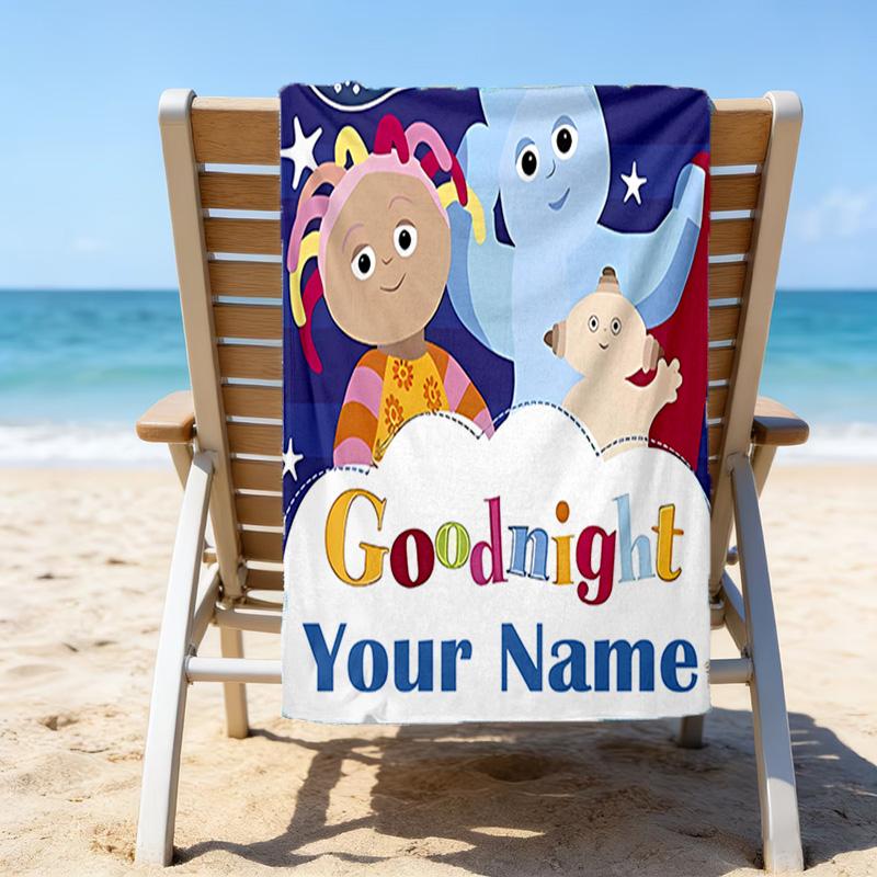 1pc In the Night Garden2 Beach Towel with Custom Name, Beach/Swimming/Bath/Picnic/Camping Towel, Suitable for Seaside Beaches