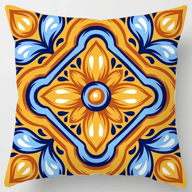 Colorful National Floral Antique Porcelain Print Pillowcase Comfortable Sofa Car Seat Cushion Cover Bohemian Hippie Home Decor