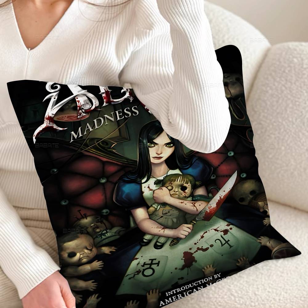 A-Alice M-Madness R-Returns Cushion Cover Car Throw Pillow Case For Sofa Car Christmas Gift 40X40Cm 45X45Cm