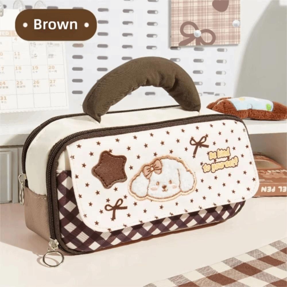 Large Capacity Cartoon Pen Bag Handheld Stationery Organizer Portable Stationery Pouch  Office Use