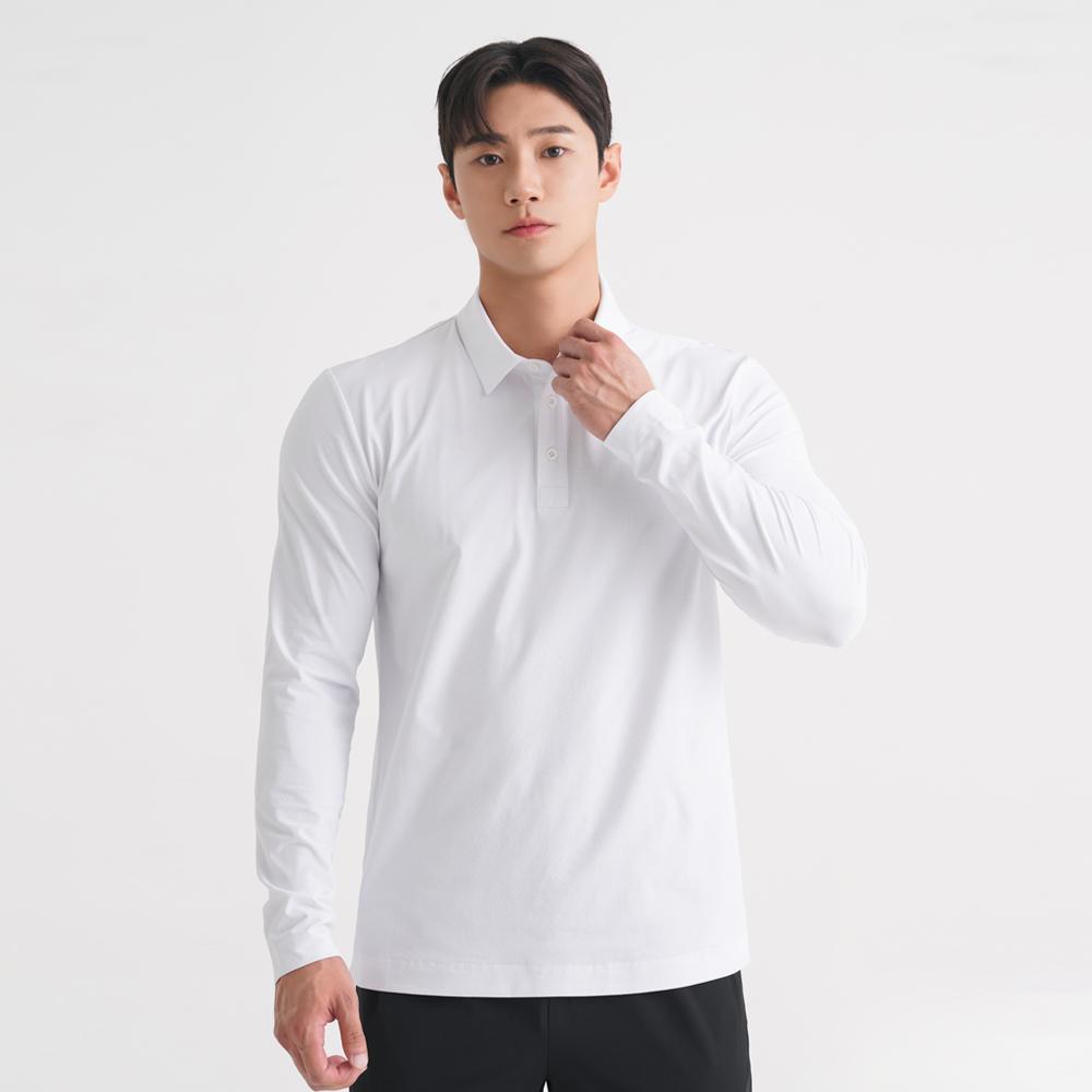Skullpig Smt25062-02 Addiction Comfort Collared T-Shirt (Long Sleeve) White