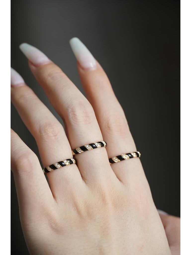 Red Elk s925 Sterling Silver Black & White Ring, Simple Versatile Fashion Jewelry for Women.