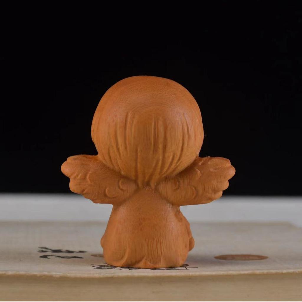Zlatý Santálový Anděl Dívka Ručně Vyráběná Dřevěná Ozdoba