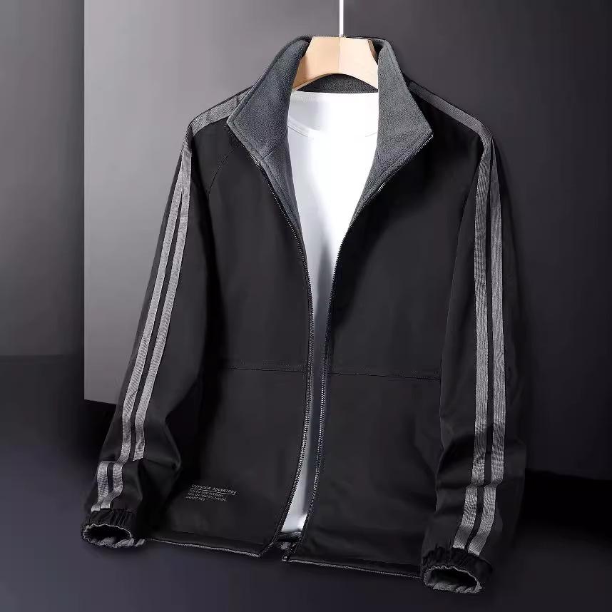 Höst och Vinter, Medelålders och Äldre Människor Bär Dubbelsidiga Fleecejackor, Herrars Business Casual Fleece Varma Jackor