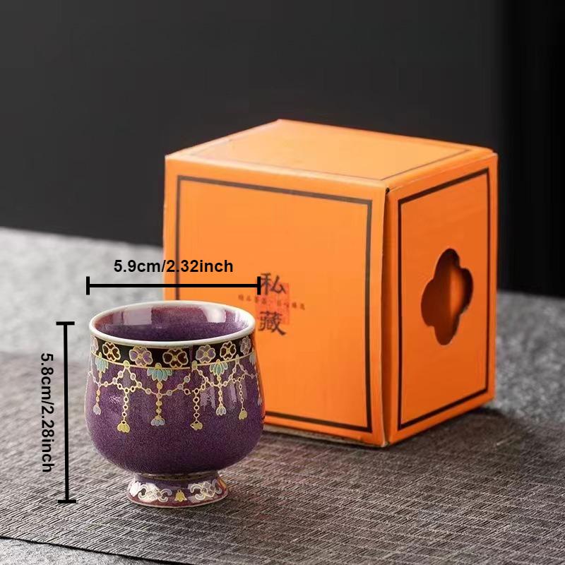 Дунхуанская печь Цзюнь Чайная чашка Фиолетовая Ручной работы Ретро Керамическая Чайная кружка Китайский Кунг-фу Гунфу Мастерская чашка Чайная церемония Чайная посуда Посуда для напитков