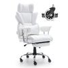 Reclining Office Chair with Footrest, Heavy Duty PU Leather Wide Office Chair, Big and Tall Executive Office Chairs with Lumbar Support, Strong Metal