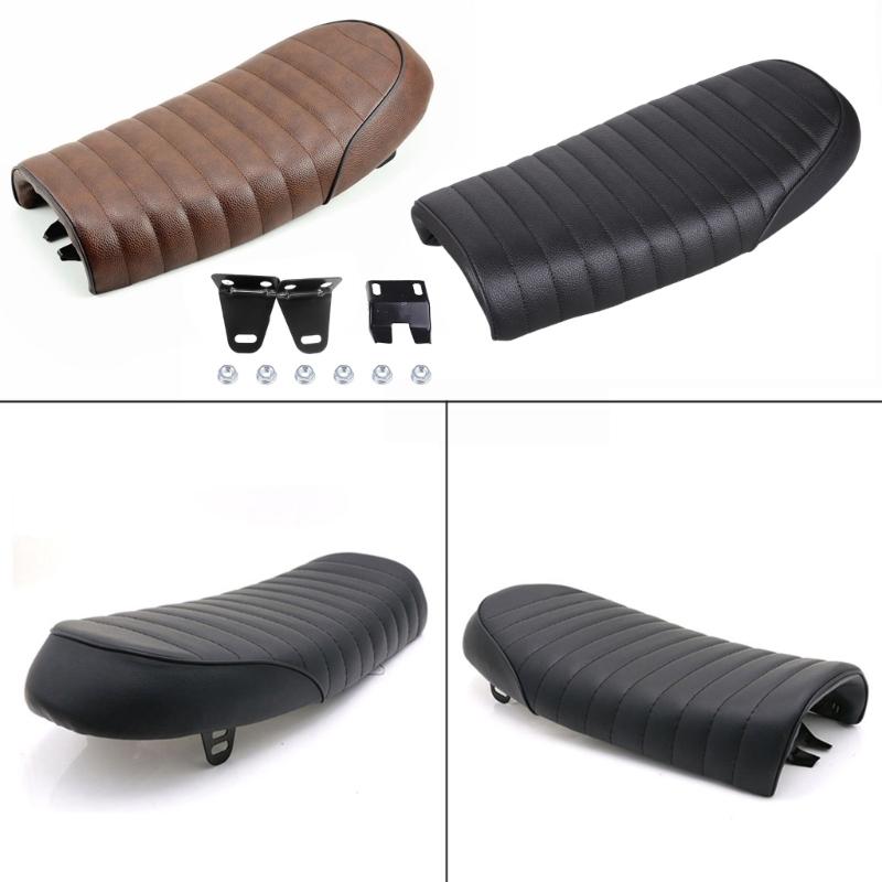 Vintage Comfortable Motorcycle Cafe Racer Flat for Seat Retro Leather Cushion Saddle Seats Motorcycle Retro for Seat Cus