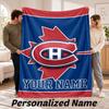 Montreal Canadiens Personalized Flannel Blanket Custom Name Text Soft Throw Blanket Home Decor