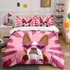 Pink Heart Sunglasses Dog Bedding Duvet Cover Set Duvet Cover Pillowcases  (1*Duvet Cover 2*Pillowcases, Without Duvet Insert)