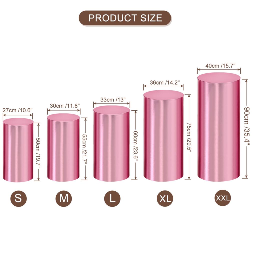 3/5pcs Cylinder Spandex Stand Covers Plinth Stand Cover Foil Fabric Pedestal Column Cylinder Covers for Wedding Birthday