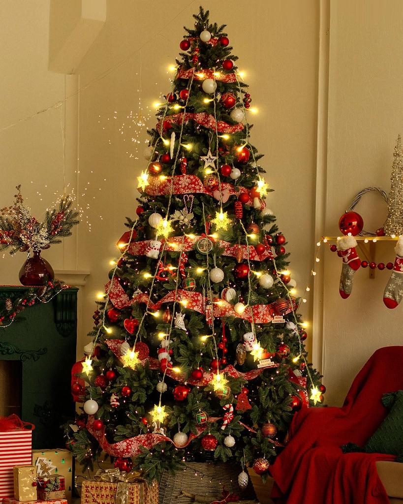 LIHAO Christmas Illumination Lights, Snowflake, 96 Bulbs, 4M, Christmas Decorations, LED Curtain Lights, Icicle String Lights, Christmas Tree