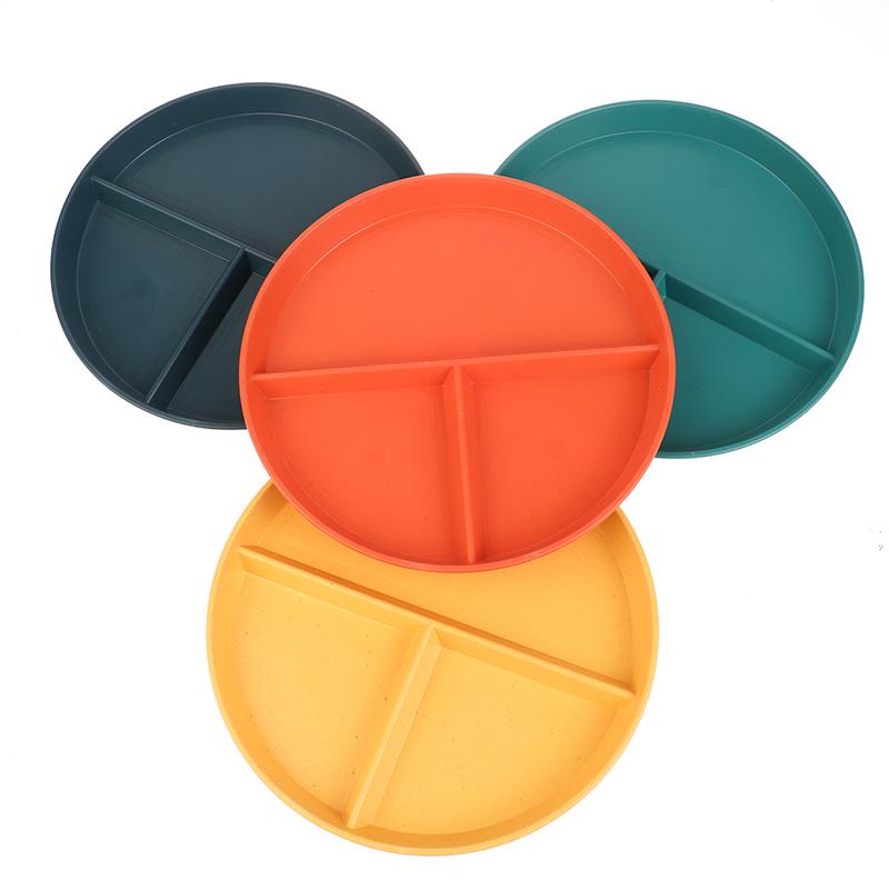 1 Pc Divided Dish In 3 Diet Reusable Round Dinner Plate Kitchen Microwave Dinnerware Portion Plates 3 Compartments For Adults