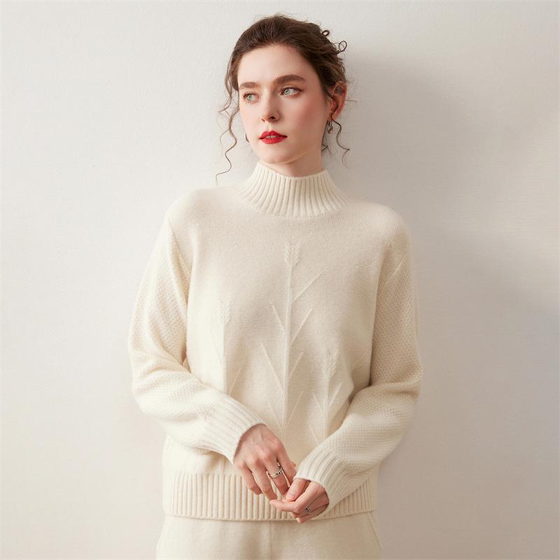 2025 New Arrival: Thick Cashmere Knit Sweater, Solid Color, Half-High Collar, Winter Base Layer