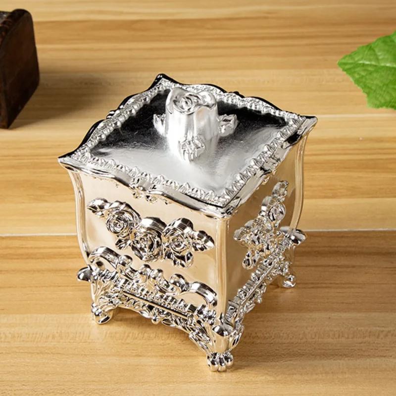 Luxury European Style Plastic Cotton Swab Toothpick Box Living Room Household Retro Cotton Swab Toothpick Sealed Storage Boxs