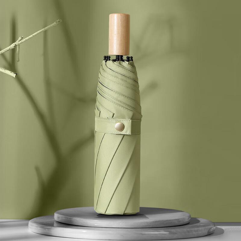 Xuqing Solid Wood Handle 3-Fold UV Sun/Rain Umbrella