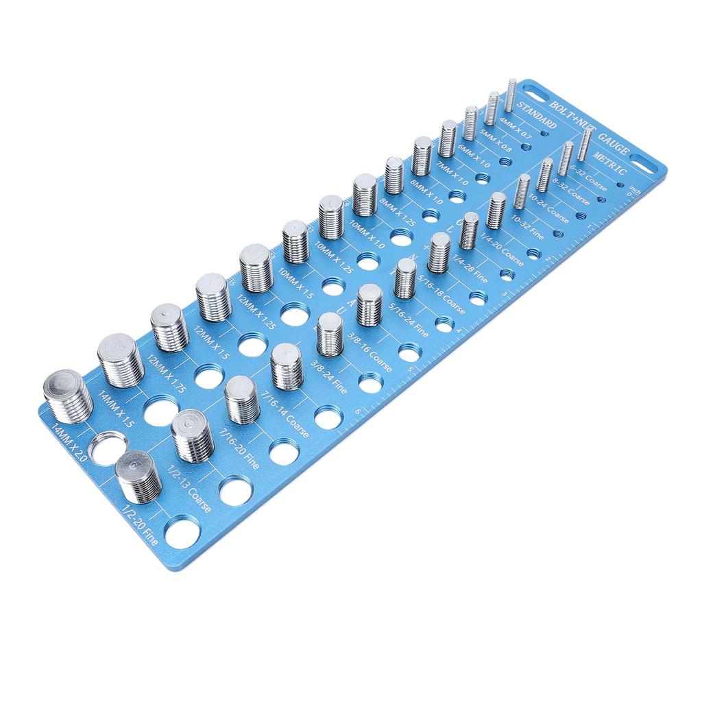 28 Piece Thread Checker Nut and Bolt Measuring Tool with 28 Standard Metric Sizes High Strength Aluminum Alloy for