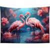 HVEST Pink Flamingo Tapestry Tropical Bird and Pink Floral In Rainforest Tapestry Wall Hanging Forest Nature Landscape Wall Art for Bedroom Living