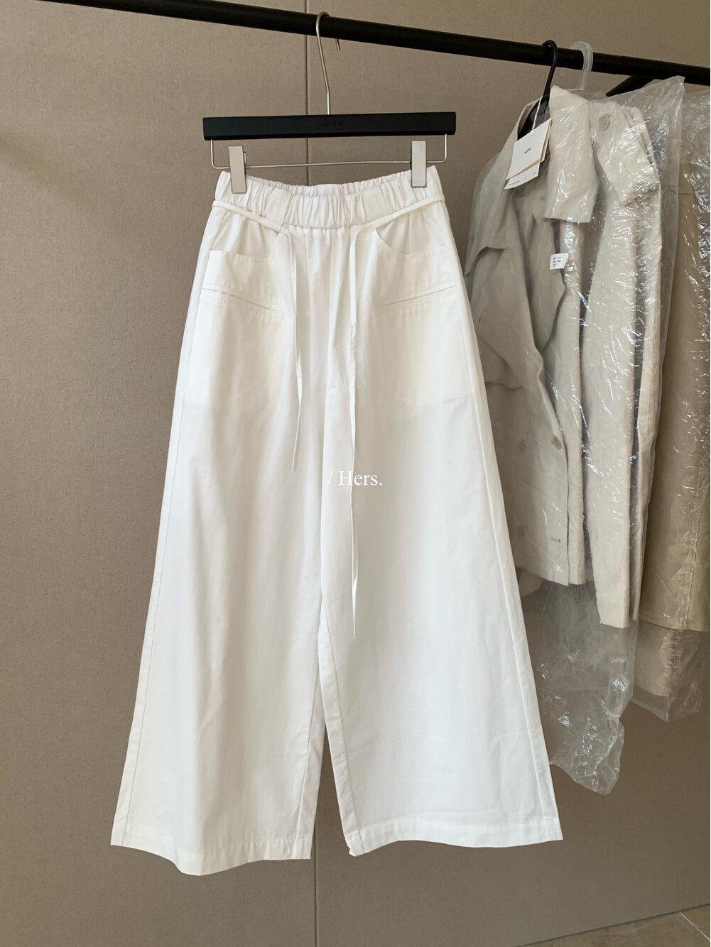 

Hers2026 Women s Casual High-Waisted Wide-Leg Drawstring Pants One Size грязно-белый
