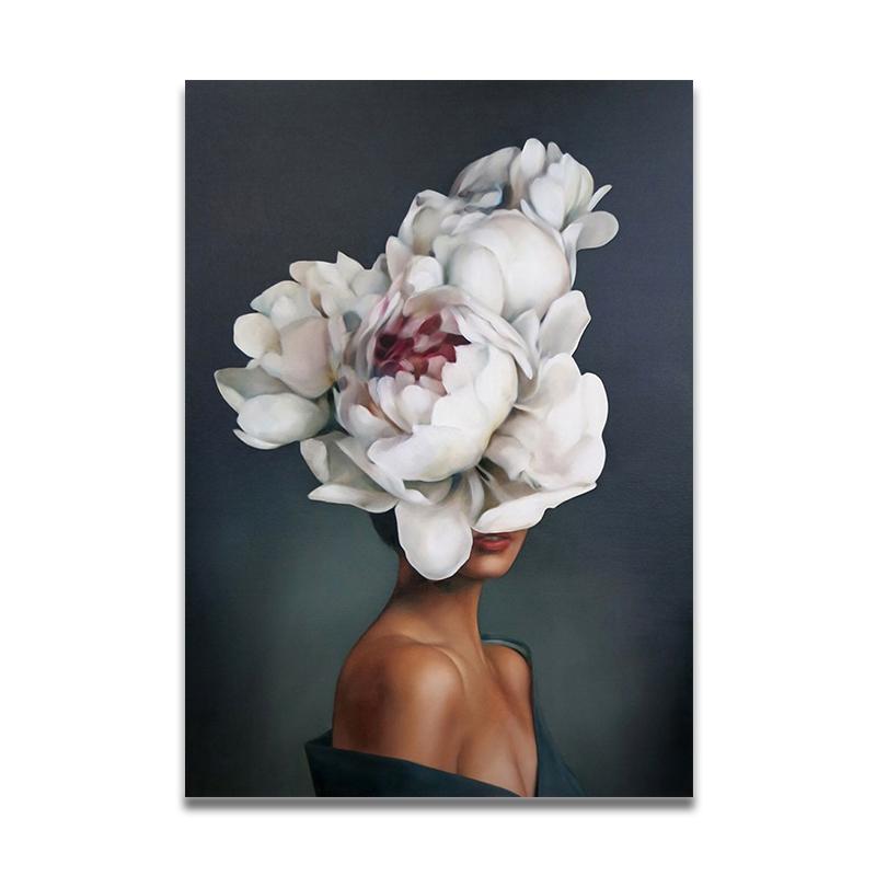 Blumen Hut Frau Abstrakte Wand Kunst Bild Leinwand Malerei Poster Drucken Dekor Wand Kunst Bilder Wohnzimmer Dekoration