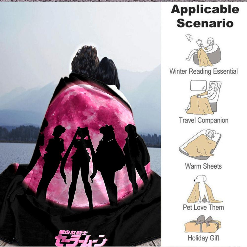 1pc Sailor Moon Soft Comfortable Blanket Digital Print, All Season Multipurpose Knit Fabric Bedding, Office, Sofa Home Decor Blanket