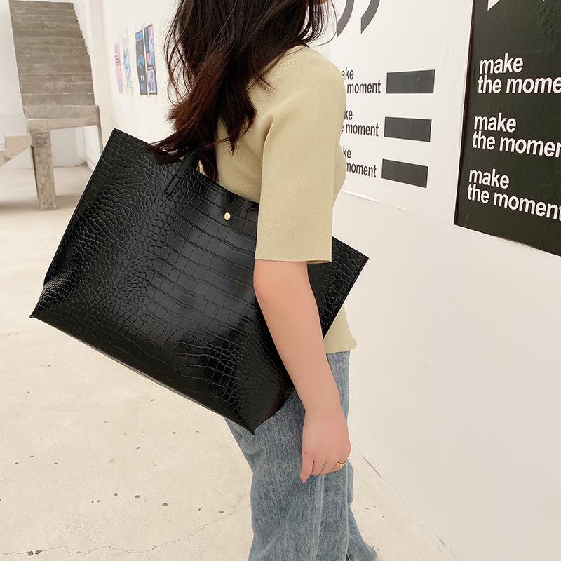 2023 Korean Style Trendy Crocodile Pattern Large Capacity Tote Bag for Women