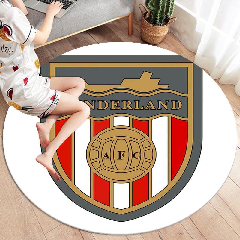 Sunderland Association Football Club Round Area Rug,Carpet Rug for Living Room Bedroom Sofa Playroom Decor,Non-slip Floor Mat