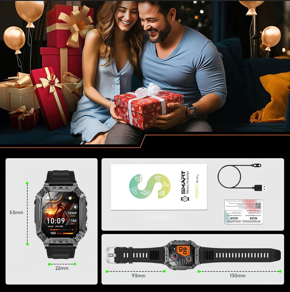 2026 Nouvelle Montre Connectée Homme Améliorée Capacité de Batterie 1400mAh GPS Fréquence Cardiaque Lampe de Poche Appel BT Étanche 10ATM AMOLED HD Smartwatches