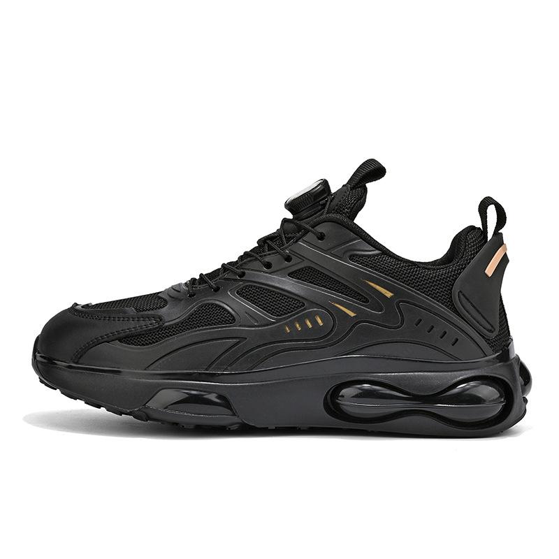 Black air cushion sneakers men's autumn and winter velvet new ultra-light sports dad shoes men's running shoes