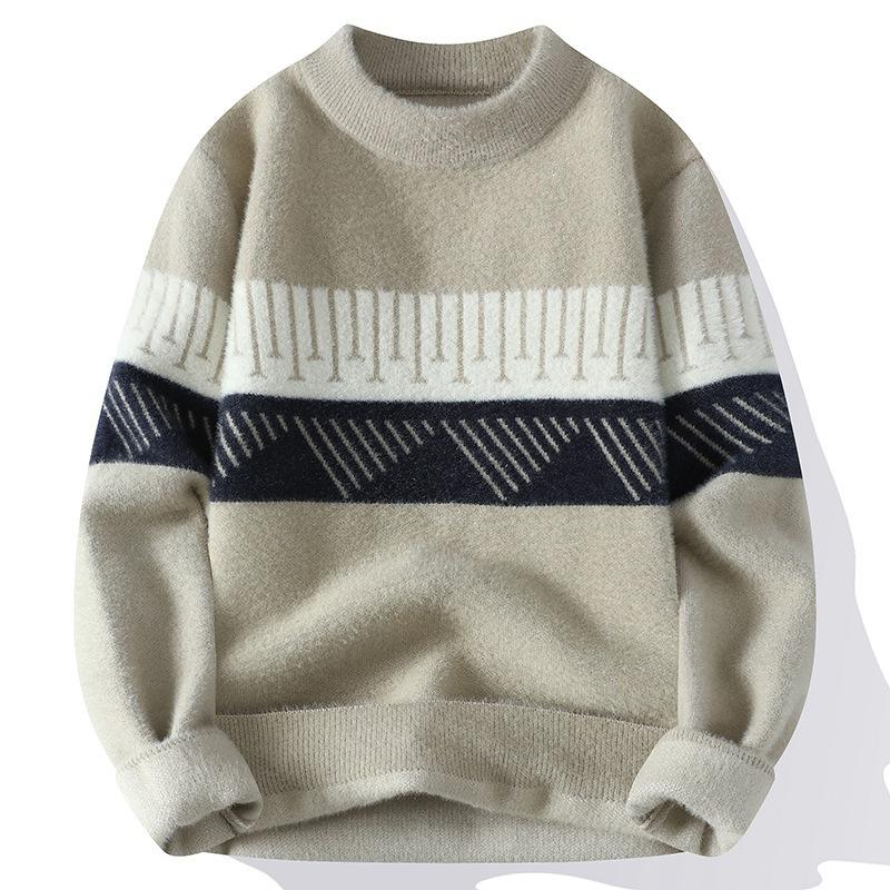 

Горячая распродажа, новый вязаный свитер с круглым вырезом на осень и зиму, мужской базовый вязаный свитер и свитер 3XL хаки