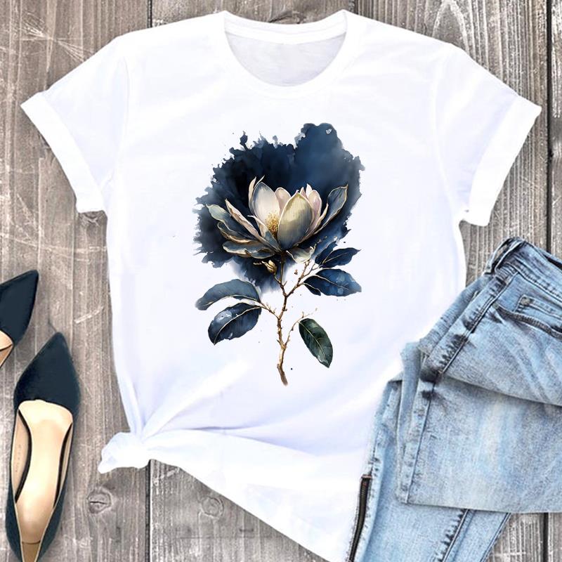 Evropská velikost Tričko Dámské Kreslený Lesní Trend Roztomilé Dámské Krátký Rukáv Oblečení Potisk Módní Grafické Trička Dámské Tričko