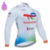 Total Energies Team Ropa Ciclismo Warm Winter Thermal Fleece Cycling Clothes Men Jersey Suit Outdoor Riding Bike MTB Bib Pants