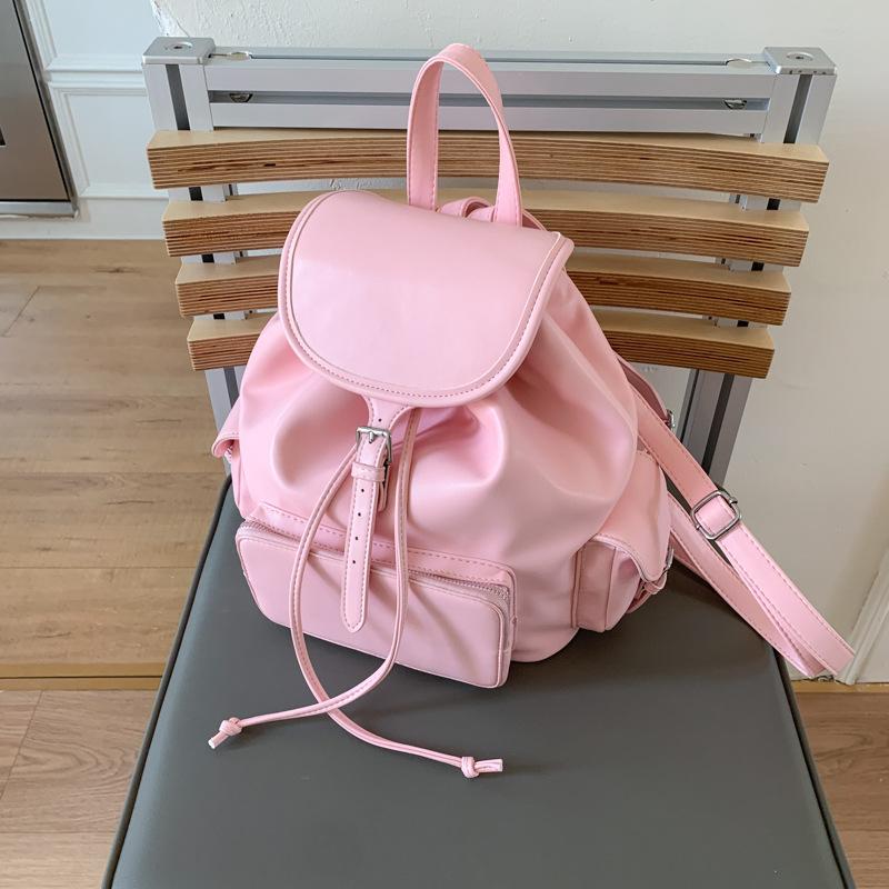 

2025 Fashionable Women Backpacks Large Capacity Leather Shoulder Bags College Student Schoolbags Ladies Travel Commuter Bags 35-14-32 cm розовый