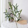 4 Fork Artificial Olive Branch Plastic Fake Plant Simulated Olive Leaf  Wedding Decor