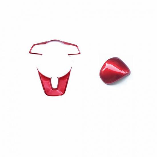 For Kia Seltos 2020-2021 Red Steering Wheel Button+Console Gear Shift Knob Cover