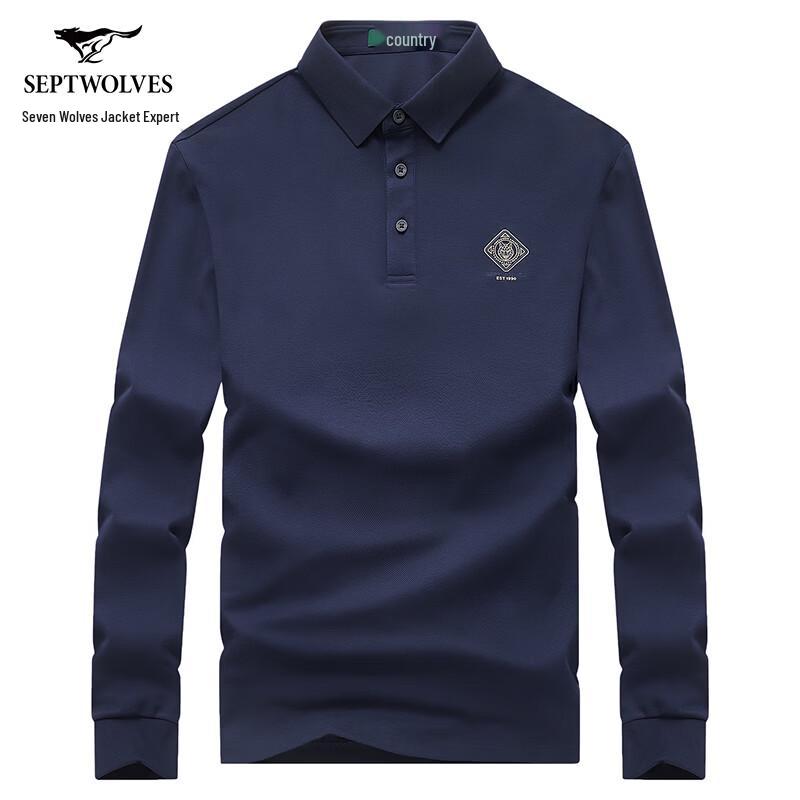 Septwolves Men s Long-Sleeve Business Casual Polo Shirt 2XL 180