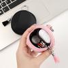 Multifunctional Canvas Mini Coin Bag Round Solid Color Small Pocket Bag with Zipper Key Earphones Pouch
