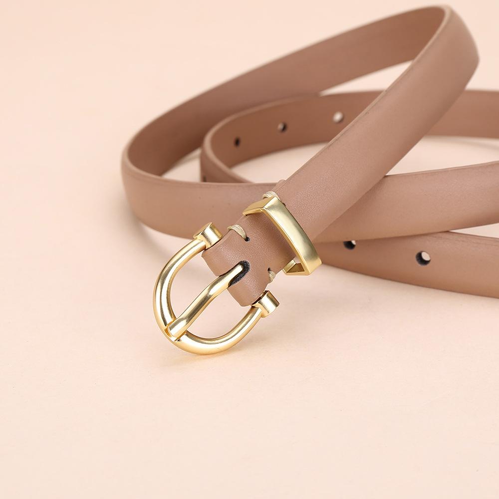 Women'S Belt Pin Buckle Belt Women'S Pure Cowhide Simple Denim Suit Culottes With Women