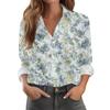 Damenhemd mit floralen Knöpfen, Langarm-Freizeitblusen, lässige Übergröße, Basic-Oberteile