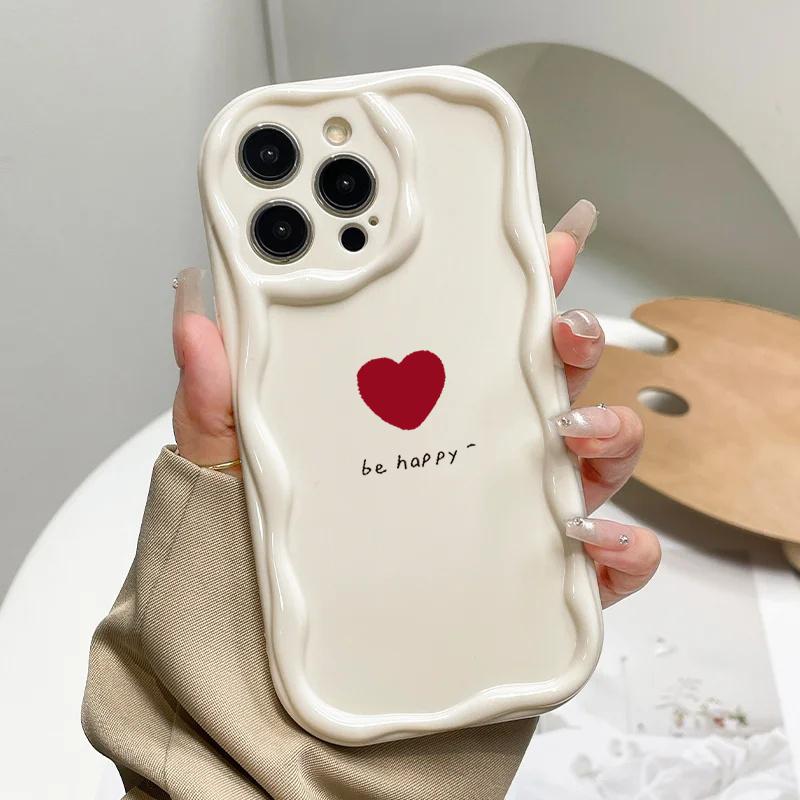 

Phone Case For IPhone 17 16 15 17 Pro Max 14 11 13 12 Plus IPhone17 Air Wavy Edge Love Heart Leaves Clear Soft Silicone Cover iPhone 14