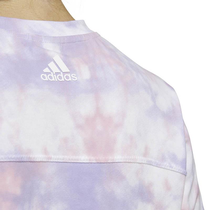 Adidas Tie-Dye Logo Round Neck Short Sleeve T-Shirt Women Tops Light-Purple HF2490